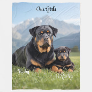 Couverture Polaire Cosy Maman et fille Rottweiler Personnalisé