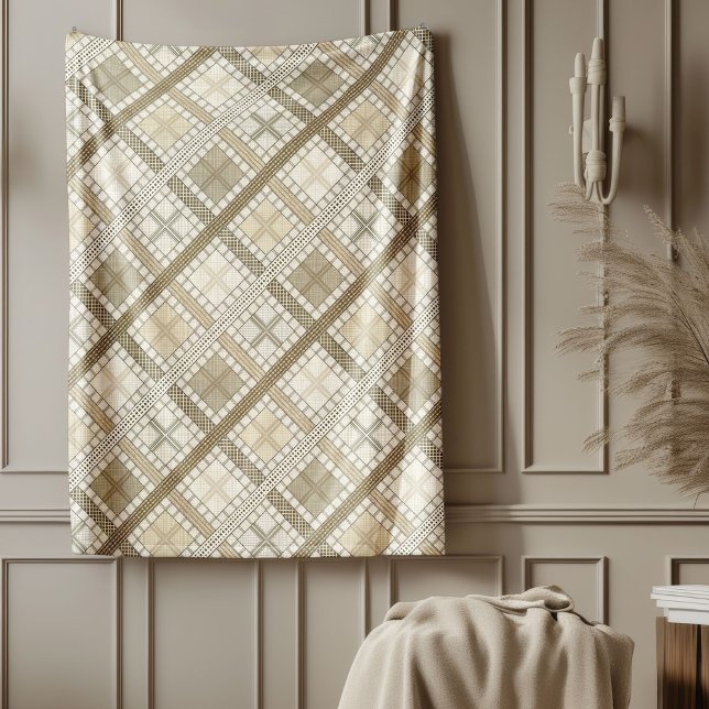 Couverture Polaire Cosy Moderne Pastel Neutre Géométrique Ivoire Brow (Cozy Modern Pastel Neutral Geometric Ivory Brown Fleece Blanket)
