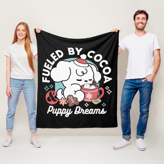 Couverture Polaire Cosy Puppy Dreams - Chocolat chaud et Noël (En situation)