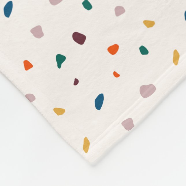 Couverture Polaire Cosy Retro Terrazzo Fleece Blanche (Coin)