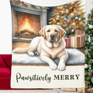 Couverture Polaire Cosy Yellow Labrador Retriever Chien Noël