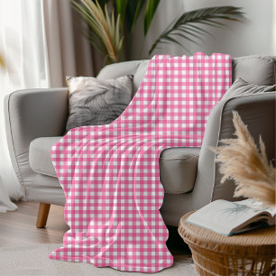 Couverture Polaire Coton Bonbon rose et blanc En vichy À damiers conf
