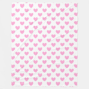 Couverture Polaire Coton Candy Pink coeurs sur blanc