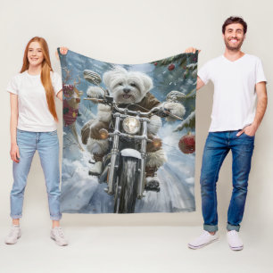 Couverture Polaire Coton De Tulear Chien équitation Moto Noël