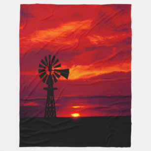 Couverture Polaire Coucher de soleil de moulin