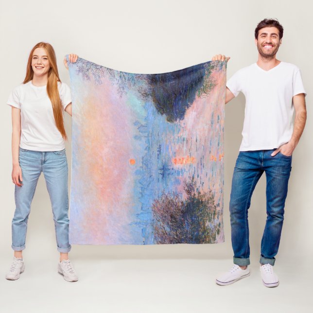 Couverture Polaire Coucher de soleil sur la Seine Claude Monet (En situation)