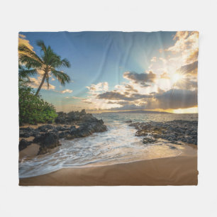 Couverture Polaire Coucher du soleil de crique de plage de Makena