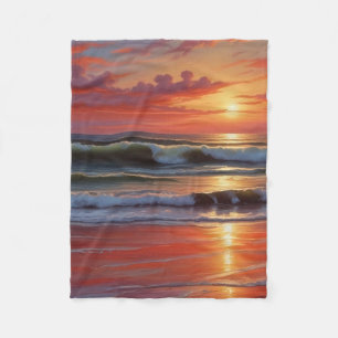 Couverture Polaire Coucher Rouge Océan Peinture de paysage marin