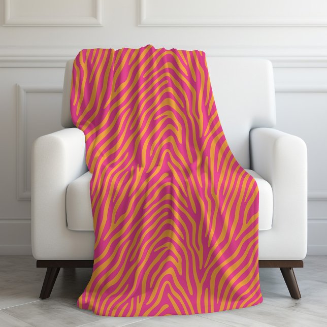 Couverture Polaire Couleur Arrière - plan rose zèbre rayé (Pink Zebra Striped Change Background Color Fleece Blanket)
