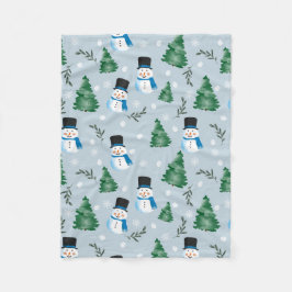 Couverture Polaire Couleur d'eau douce Motif neige d'hiver