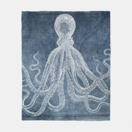 Couverture Polaire Couleur d'eau octopus bleu crémeux Vintage
