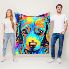 Couverture Polaire Couleur électrique Pop Canine Art