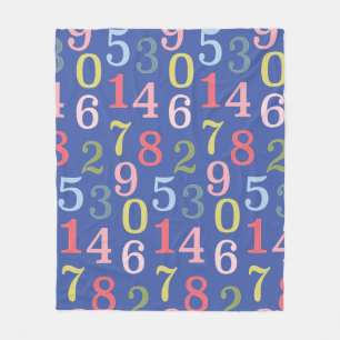 Couverture Polaire Couleur mignonne Numéros simples Motif Bleu