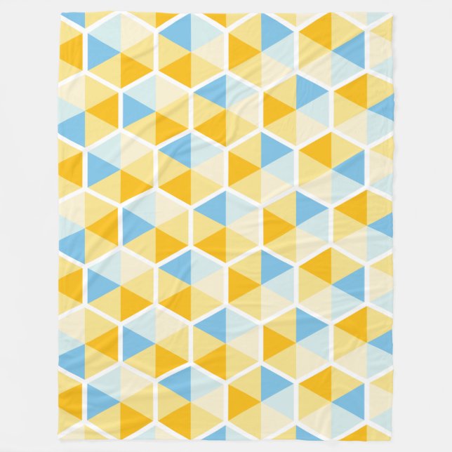 Couverture Polaire Couleur Motif d'abeilles géométriques 03 (Devant)