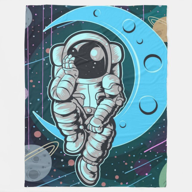 Couverture Polaire couleur pleine astronaute (Devant)