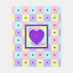 Couverture Polaire Couleurs pastel & coeurs violets battre