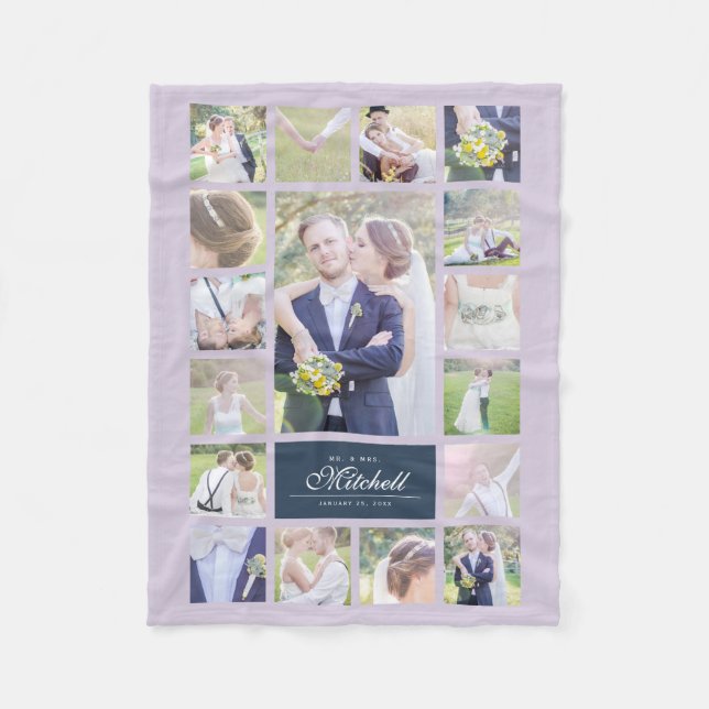 Couverture Polaire Couleurs personnalisées Élégant Script M & Mme Col (Devant)