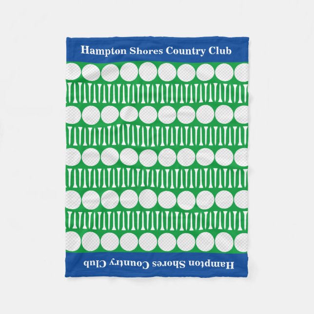 Couverture Polaire Country Club Golf Panier Bleu/Vert Fleece Blanche (Devant)