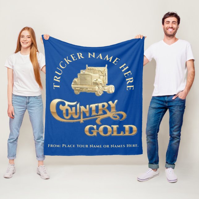 Couverture Polaire Country Gold personnalisé cadeau Trucker (En situation)