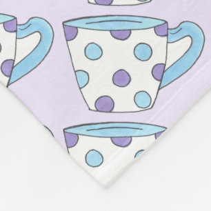 Couverture Polaire Coupes Tea Party Polka bleu violet