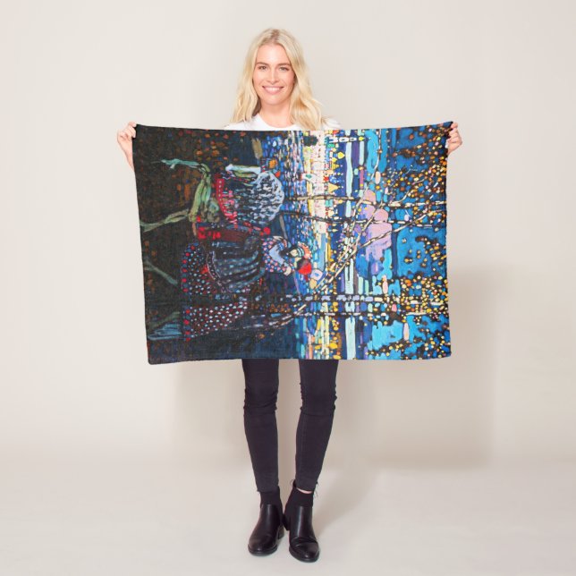 Couverture Polaire Couple à cheval blanc, Wassily Kandinsky (En situation)