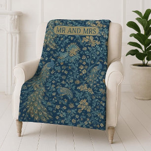Couverture Polaire Couple de paons inspiré de William Morris Monsieur