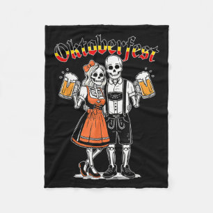 Couverture Polaire Couple de squelettes drôles Bretzel Fête de bière