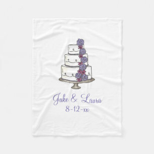 Couverture Polaire Couple personnalisé Nom Mariage floral gâteau cade