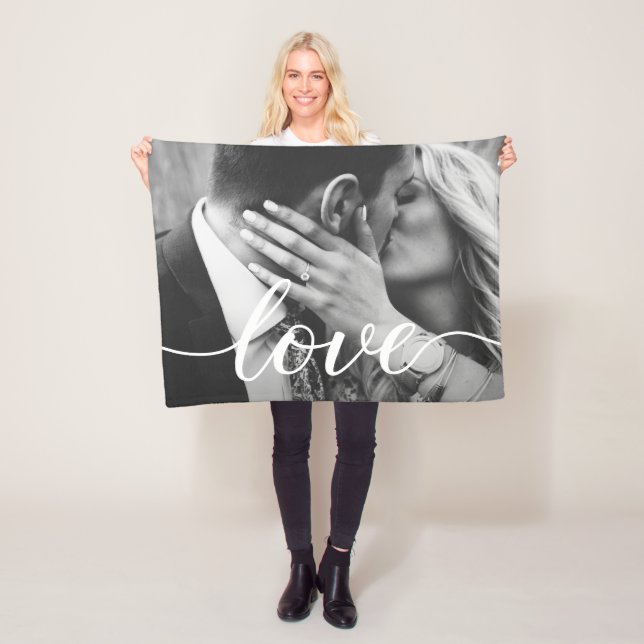 Couverture Polaire Couple Photo handlettering Amour Personnalisé (En situation)