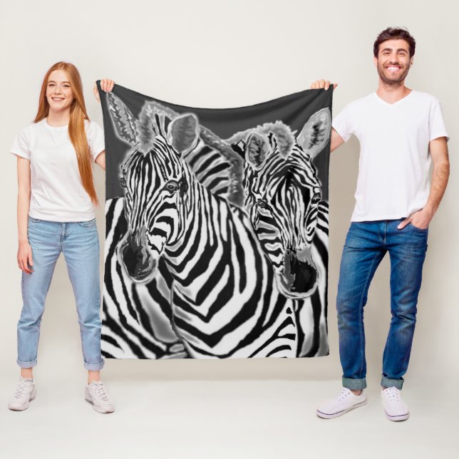 Couverture Polaire Couple Zebra Fleece Blanket (En situation)