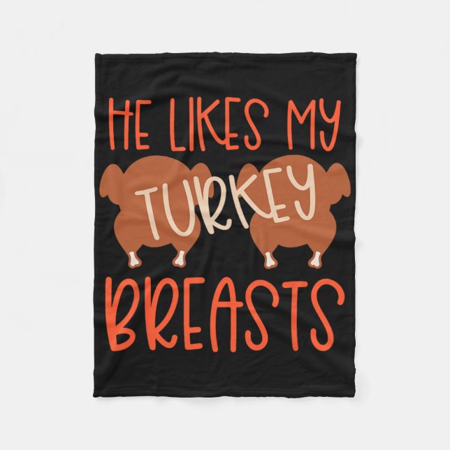Couverture Polaire Couples De Thanksgiving Turquie Breast Elle Aime M (Devant)