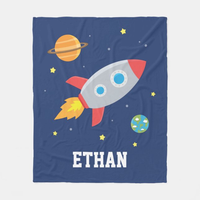 Couverture Polaire Coups de fusée parmi la planète et étoiles, enfant (Devant)