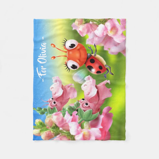 Couverture Polaire Coupure de toison Ladybug et Snap Dragons (Devant)