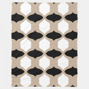 Couverture Polaire Courbes douces Motif - Taupe, noir et blanc