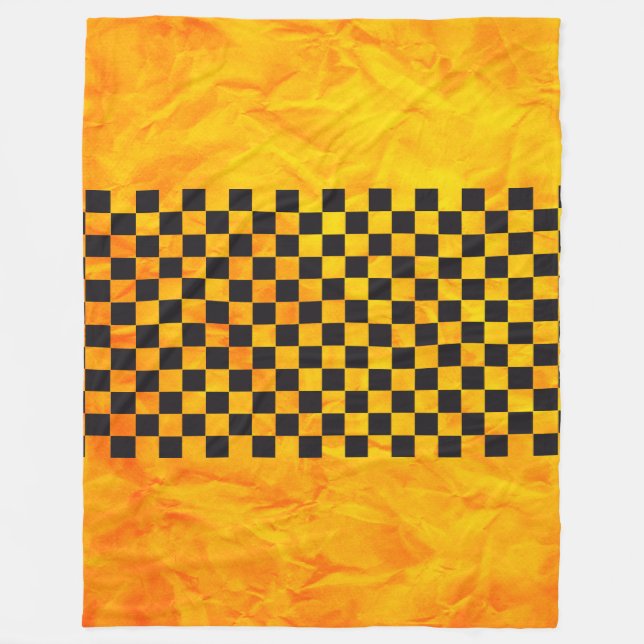 Couverture Polaire Course de voiture / Motif d'échecs + votre backgr. (Devant)