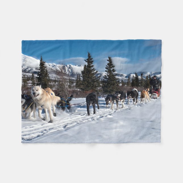 Couverture Polaire Course enrouée de traîneau de chien de l'Alaska (Devant (Horizontal))