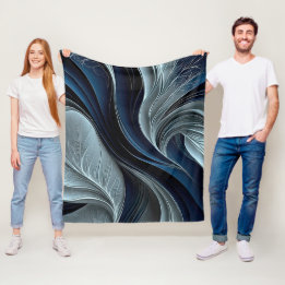 Couverture Polaire Coussin jeté abstrait à flux indigo Golden Air