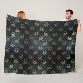Couverture Polaire Couvercle en polaire crâne doré et os croisés