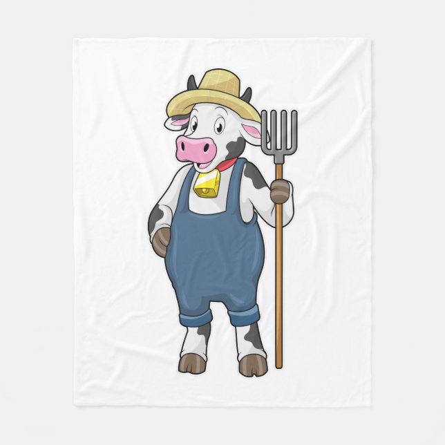 Couverture Polaire Cow as Farmer with Pitchfork (Devant)