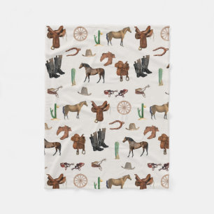 Couverture Polaire Cowboy Cowgirl Western Rodeo Pays Motif