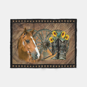 Couverture Polaire Cowboy de Western Horse Cowboy Cowboy Hat Wagon Wh