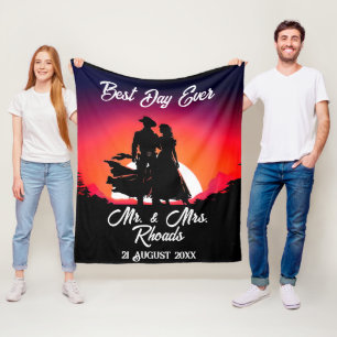 Couverture Polaire Cowboy et mariée au Mariage Sundown