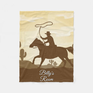 Couverture Polaire Cowboy On Horse Rodeo Roping Personnalisé