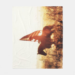 Couverture Polaire Cowboy Portrait USA Flag Thème.