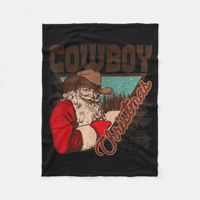 Couverture Polaire Cowboy Santa Claus Merry Christmas Western Country (Devant)