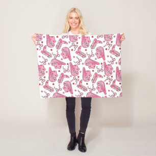 Couverture Polaire Cowgirl Coquette rose