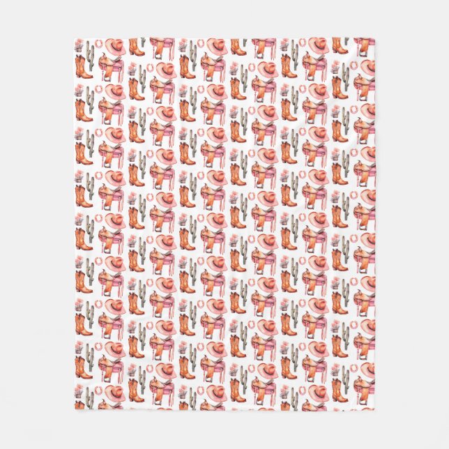 Couverture Polaire Cowgirl rose occidentale (Devant)
