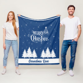 Couverture Polaire Cozy Christmas Grandma Blue White