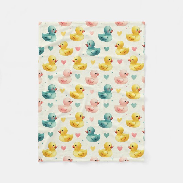 Couverture Polaire Cozy Fleece Pastel Watercolor Duck Pattern Blanket (Devant)