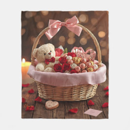 Couverture Polaire Cozy Teddy Rose Basket Romantic Valentine